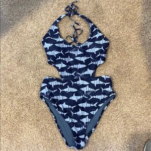 Aerie Cut Out One Piece Shark Swim Suit